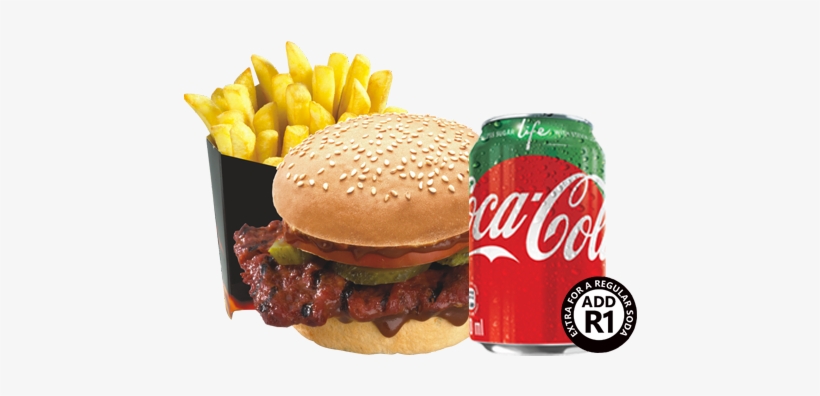 Rib Burger, Reg Chips & 330ml Soda - Coca Cola Vanilla 355ml, transparent png download