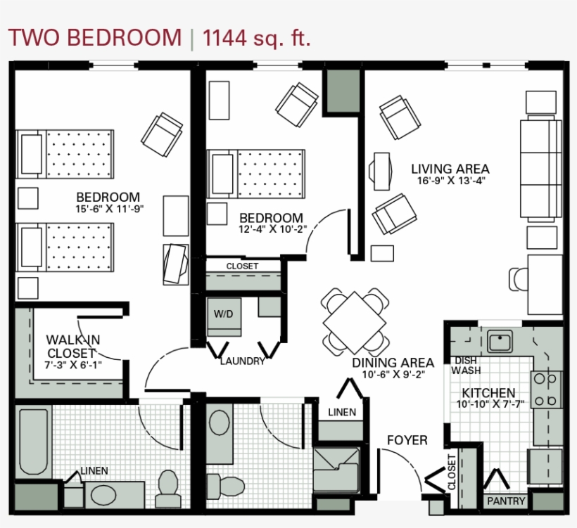 Thotgs Twobedroom 1144sqft - Bedroom, transparent png download