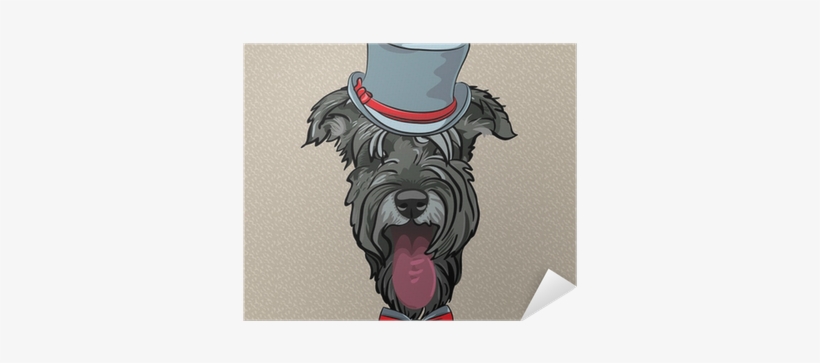 Vector Funny Cartoon Hipster Dog Schnauzer Poster • - Schnauzer Dog T Shirt - T-shirt Lime Small, transparent png download