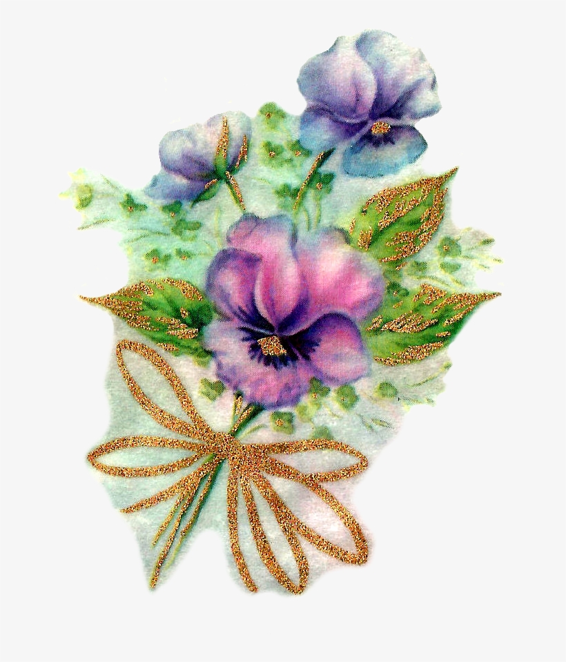Pansy Flower Bouquet Image Bow Png - Flower, transparent png download