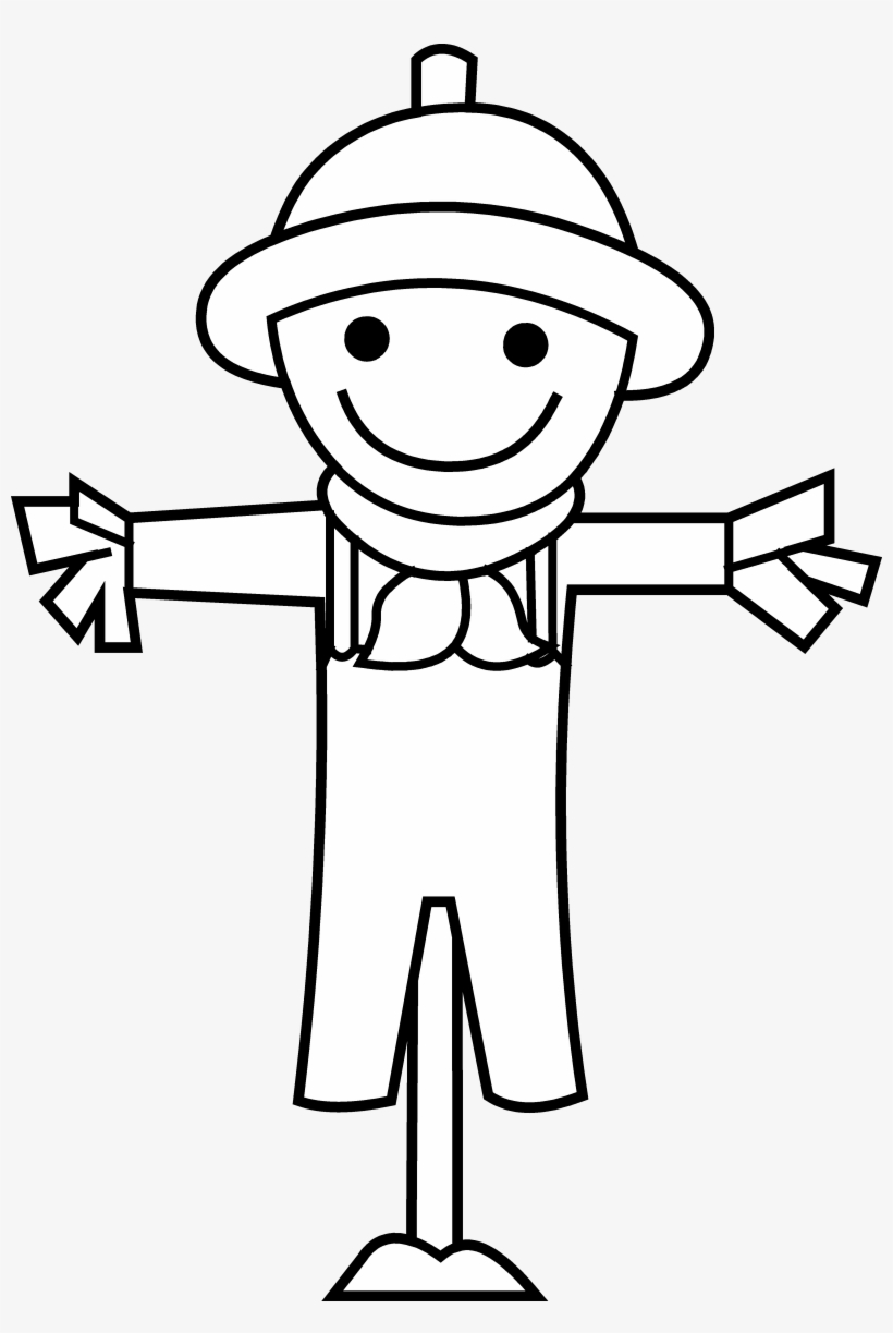 Black And White Scarecrow Clipart 2 By Dawn - Scarecrow Line Art, transparent png download