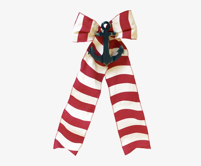 Red Cabana Stripe With Navy Anchor - Wreath, transparent png download