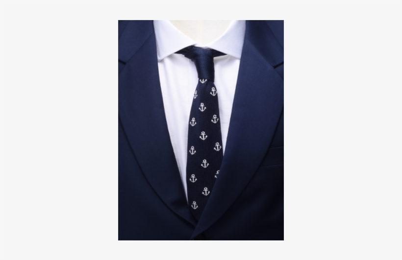 Navy Anchor Knitted Tie - Necktie, transparent png download