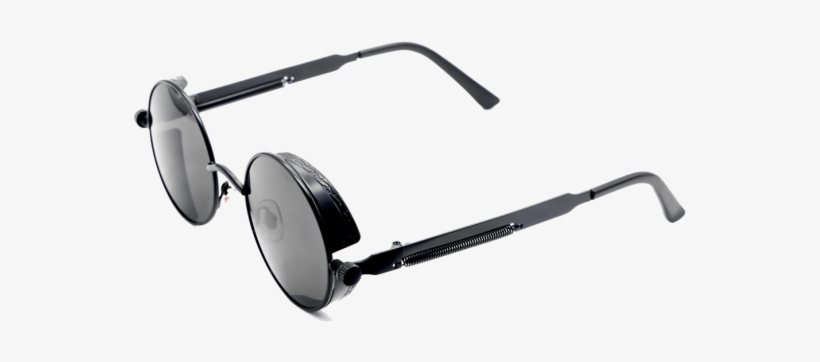 Round Metal Steampunk Glasses In All Black - Glass, transparent png download