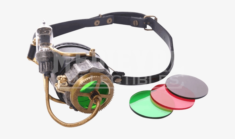 Steampunk Single Eye Led Light Goggles - Monocle En Cuir Noir 3 Couleurs De Lentilles Et..., transparent png download