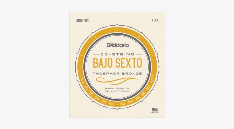 D'addario Ej86 Bajo Sexto Phosphor Bronze - 12-string, transparent png download