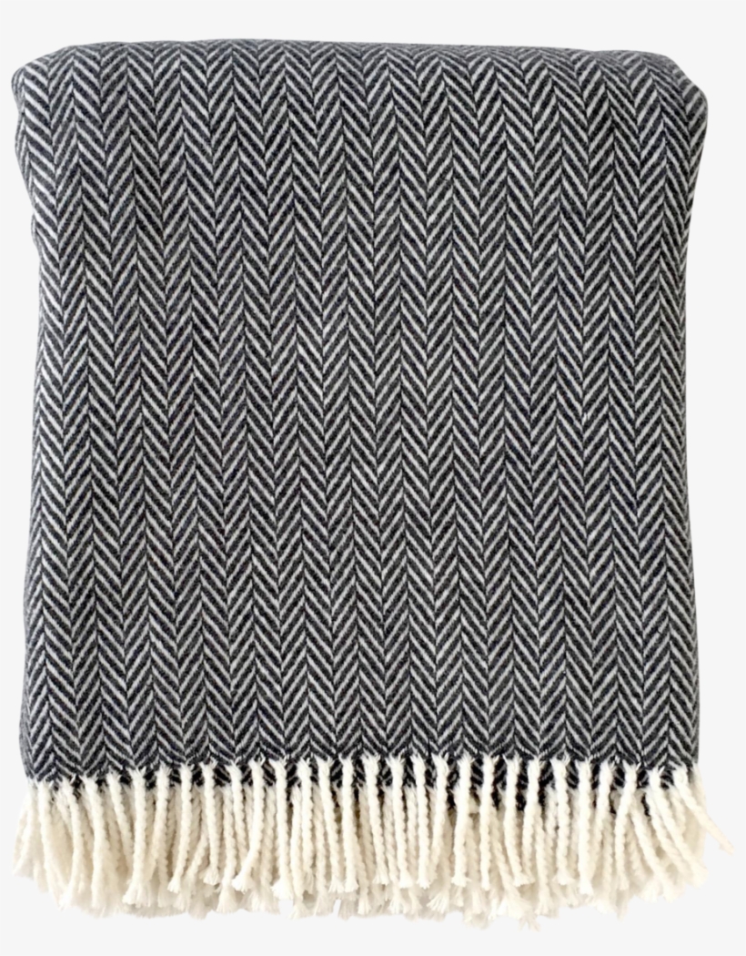 Fringed Herringbone Throw Blanket In Charcoal, transparent png download
