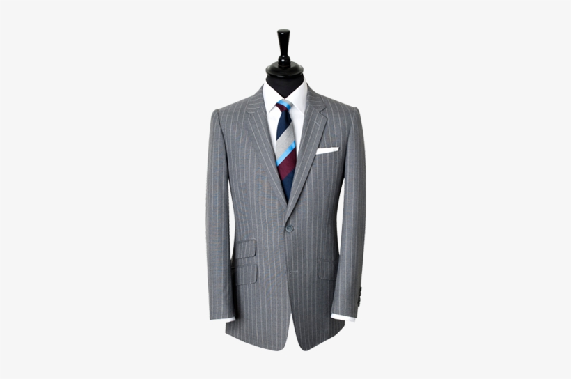 Handmade Business Suit In Grey Pinstripe - Grey Pinstripe Single Breasted Suit, transparent png download