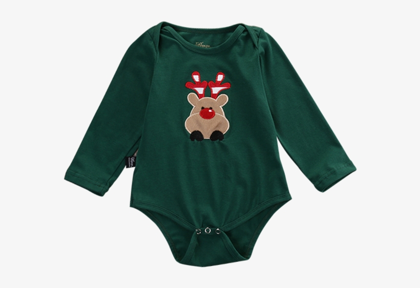 Christmas Deer Green Bodysuit - Dress, transparent png download