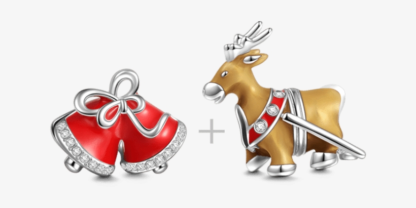 Christmas Reindeer And Bells Charm Set Of 2, transparent png download
