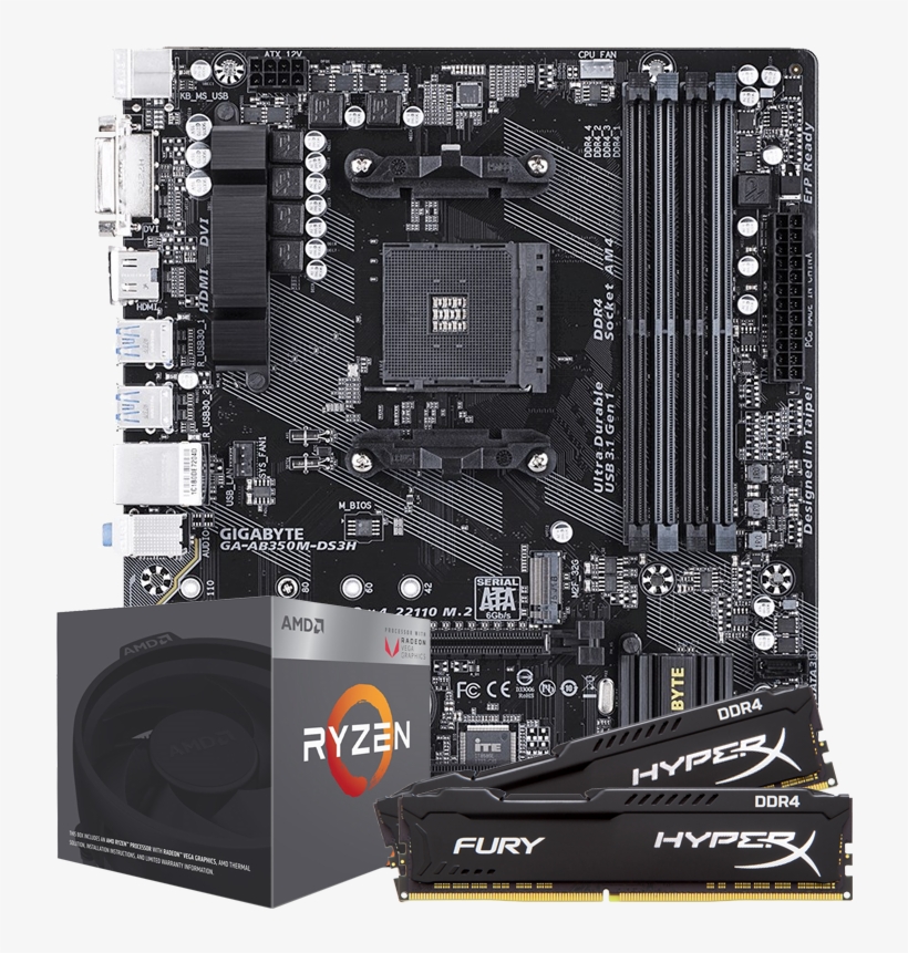 Ccl Advantage Ryzen Motherboard Bundle - Gigabyte Ga Ab350m Ds3h, transparent png download