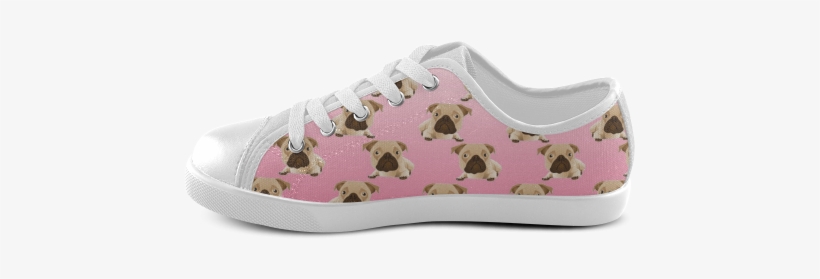 Cute Pugs On Pink Gradient Background Canvas Kid's - Skate Shoe, transparent png download