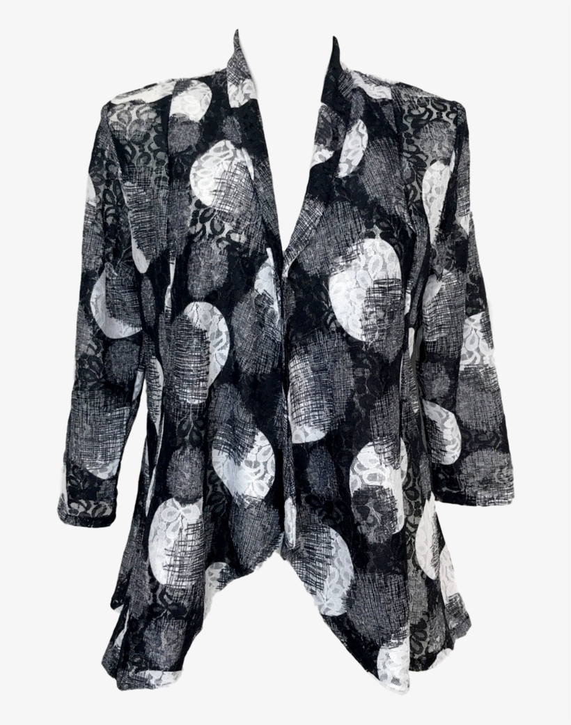 Black And White Lace Jacket With Polka Dots For Missy - Woman, transparent png download