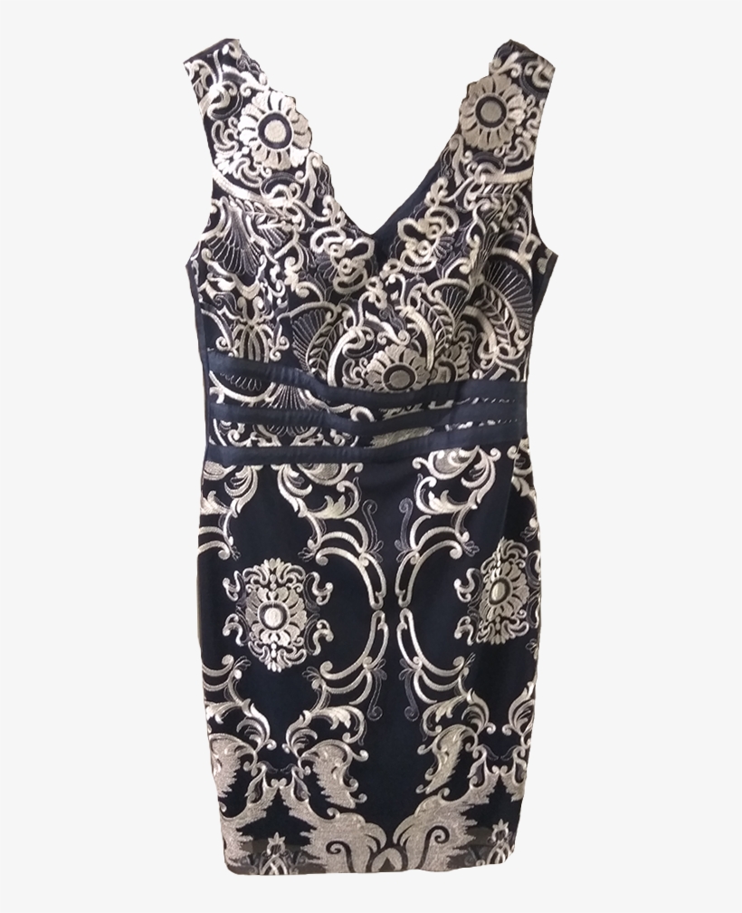 Mini Dress In Straight Line With White Lace - Lace, transparent png download