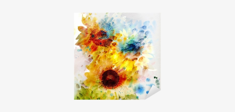 Watercolor Sunflowers Tile Coaster, transparent png download
