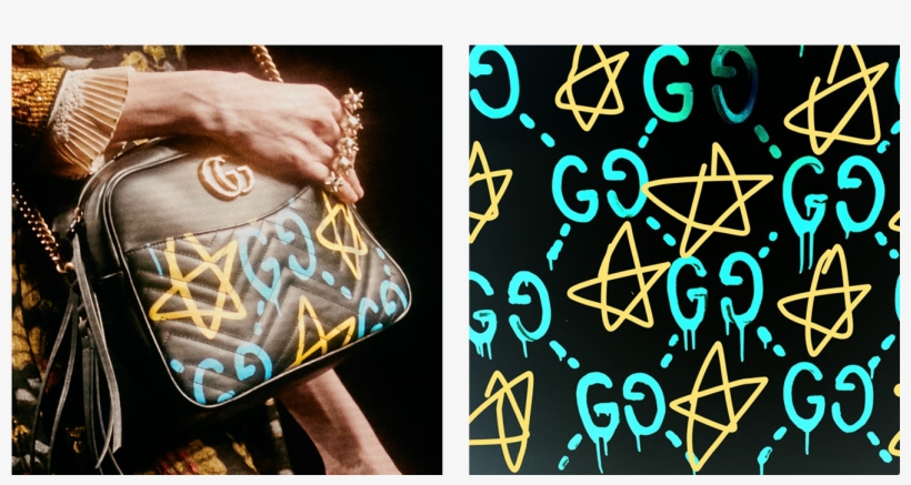 Gucci Gg Star Leather Pouch, Women's, Black Blue Yellow, transparent png download