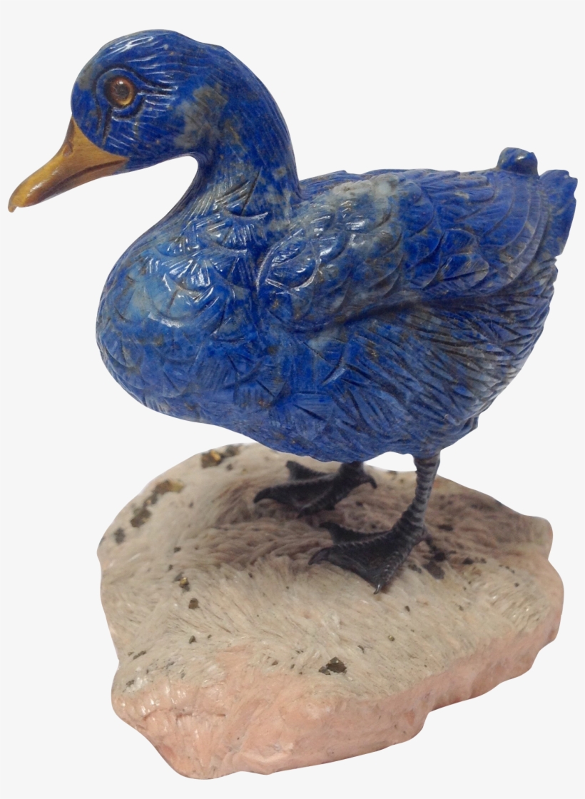 Carved Lapis Lazuli Duck Figurine Tiger Eye Beak - Rock, transparent png download