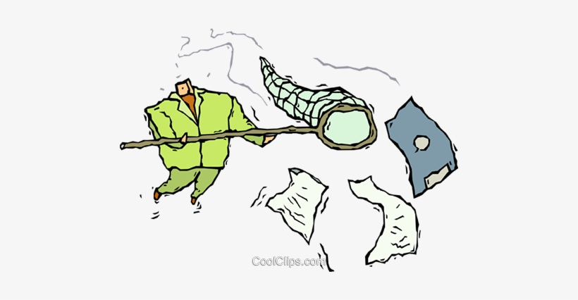 Man With Butterfly Net Royalty Free Vector Clip Art, transparent png download