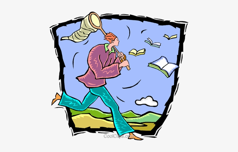 Man With A Butterfly Net Chasing Stories Royalty Free - Thesis Statement And Research Question, transparent png download