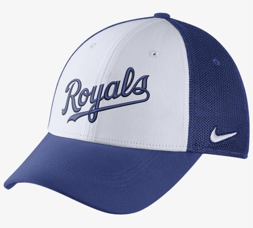 Nike Mesh Back Swoosh Flex Fitted Hat Size Flx (white) - Kansas City Royals, transparent png download