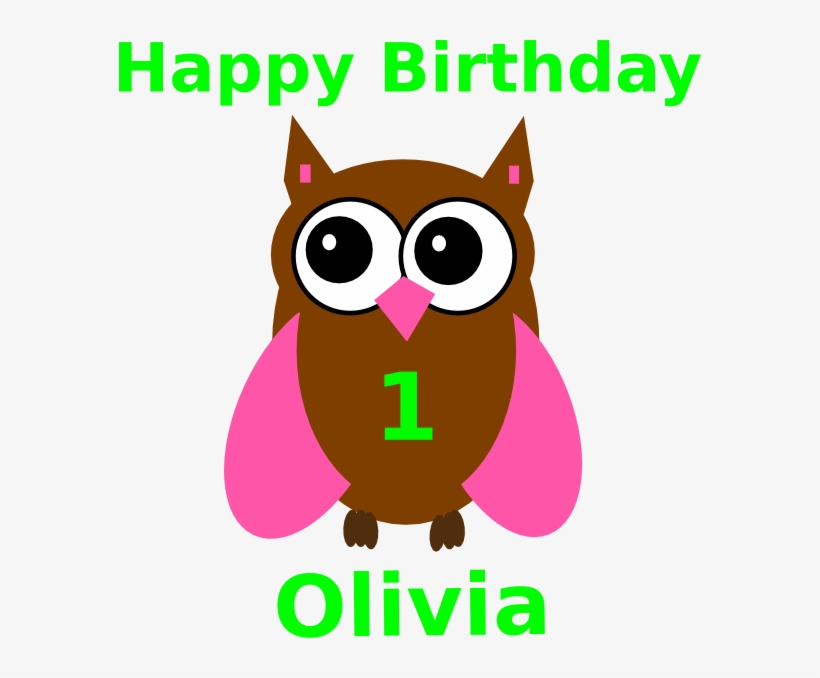 Pink Owl Olivia Birthday 2 Clip Art At Clker - Clip Art, transparent png download