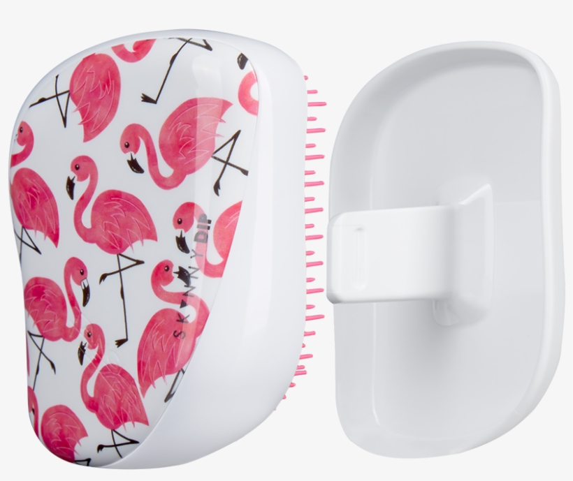 The New Skinny Dip Compact Styling Hairbrush In A Tropical - Tangle Teezer Compact Styler Flamingo, transparent png download