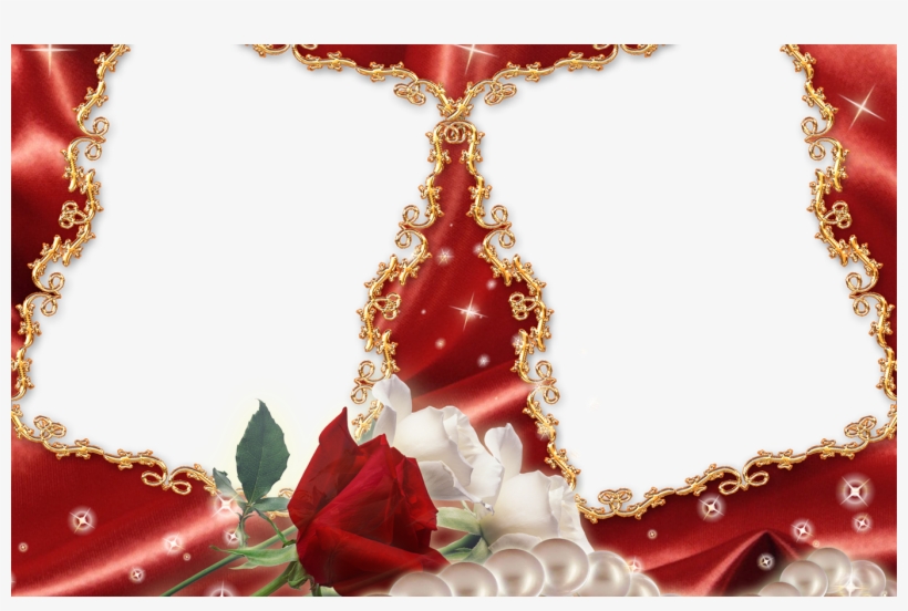 Red Flower Frame Transparent Png Png Mart - Wedding Photos Frame Png, transparent png download