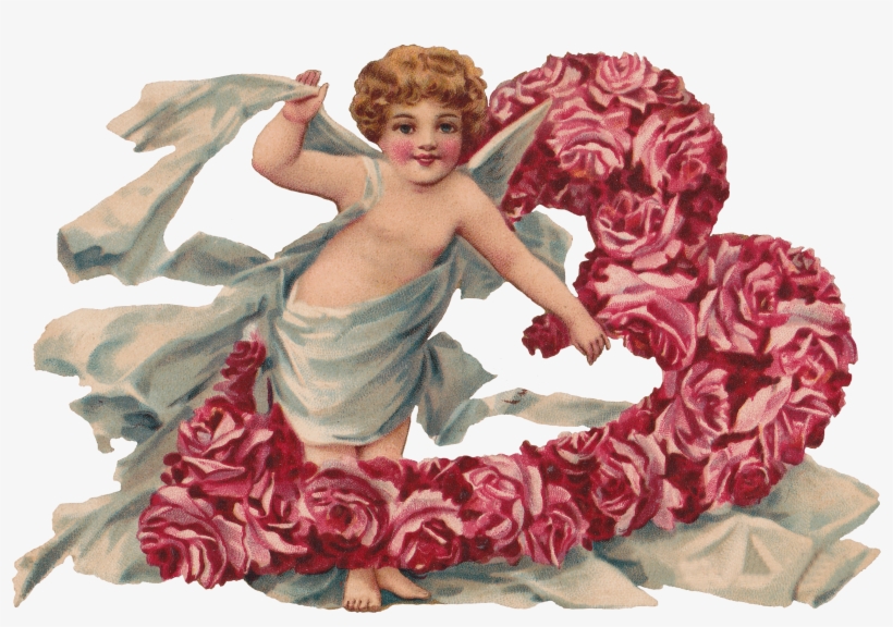 Cherub Rose Heart Wreath Stationery, transparent png download