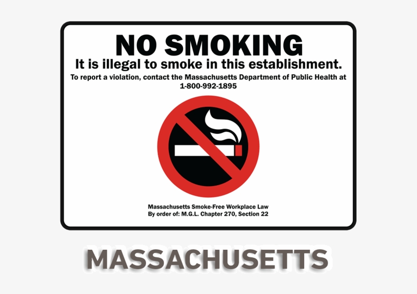 Massachusetts No Smoking Sign - Massachusetts, transparent png download