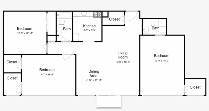 3 Bed, 2 Bath Corner - House, transparent png download