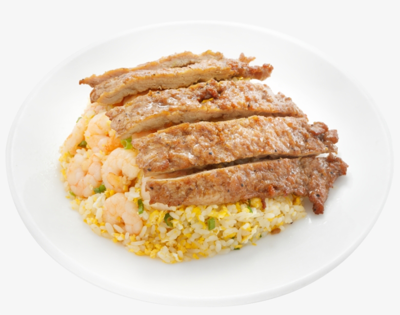 Pork Chop & Shrimp Fried Rice 猪排虾仁蛋炒饭 - Fast Food, transparent png download