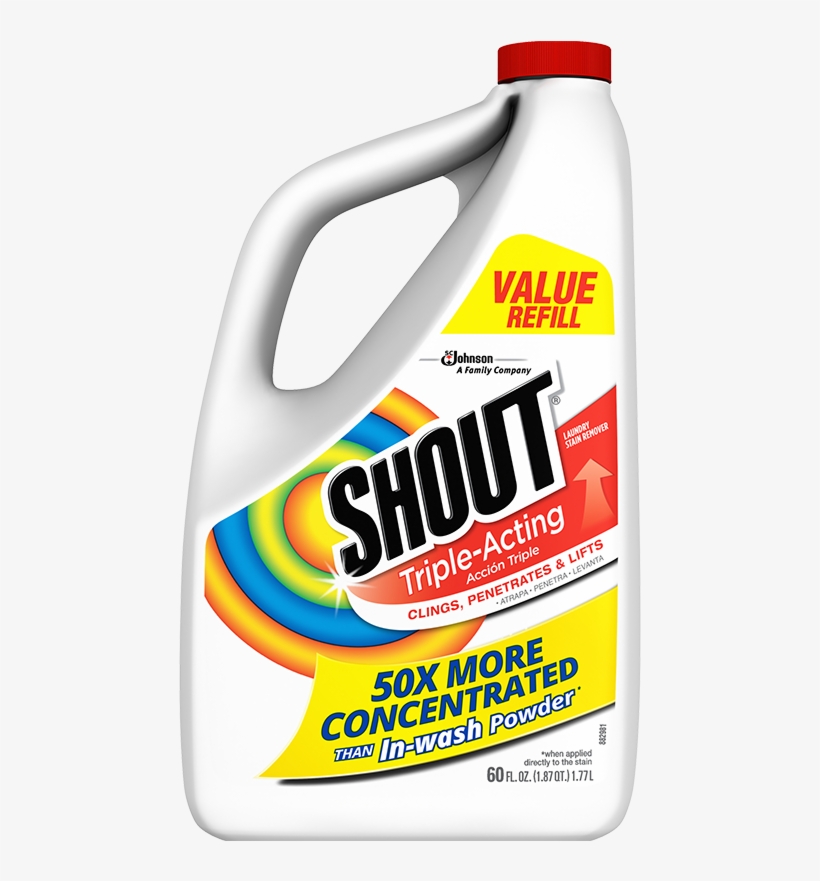 Shout Triple Acting Stain Remover 60 Ounce Refill - Shout Triple-acting Stain Remover - 60 Oz Bottle, transparent png download