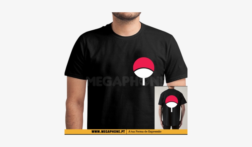Uchiha Clan Symbol Shirt Megaphone Loja Vestuário T-shirts - Shirt, transparent png download