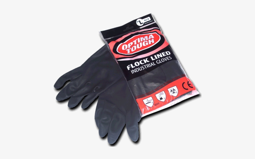 Heavy Duty Rubber Gloves - Ramon Optima Tough Flock Lined Industrial Gloves, L, transparent png download