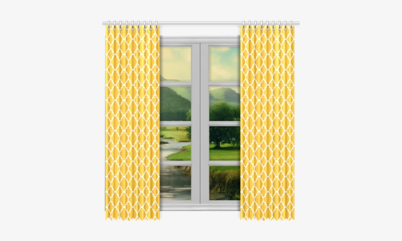 Sunny Yellow White Quatrefoil Classic Pattern Window - Sunny Window Png, transparent png download