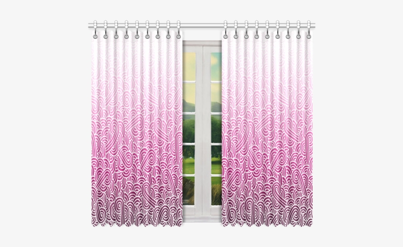 Ombre Pink And White Swirls Doodles Window Curtain - Window, transparent png download