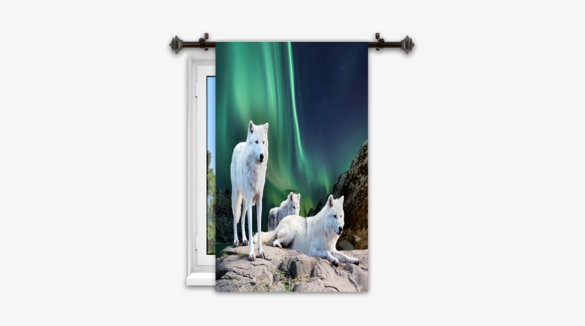 Wolf Aurora Window Curtains - Blackout, transparent png download