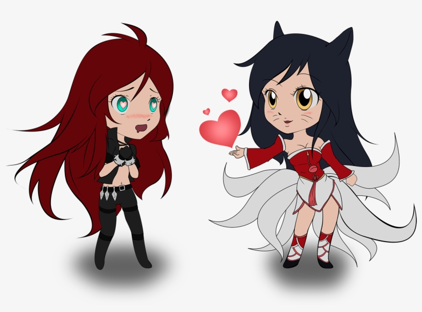 Chibi Ahri & Katarina By Sunnyrays Hd Wallpaper Fan - Drawing, transparent png download