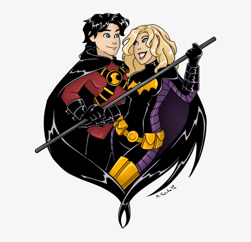 Batman, His Robins, And His Batgirls Over The Generations - Nightwing Y Batgirl, transparent png download