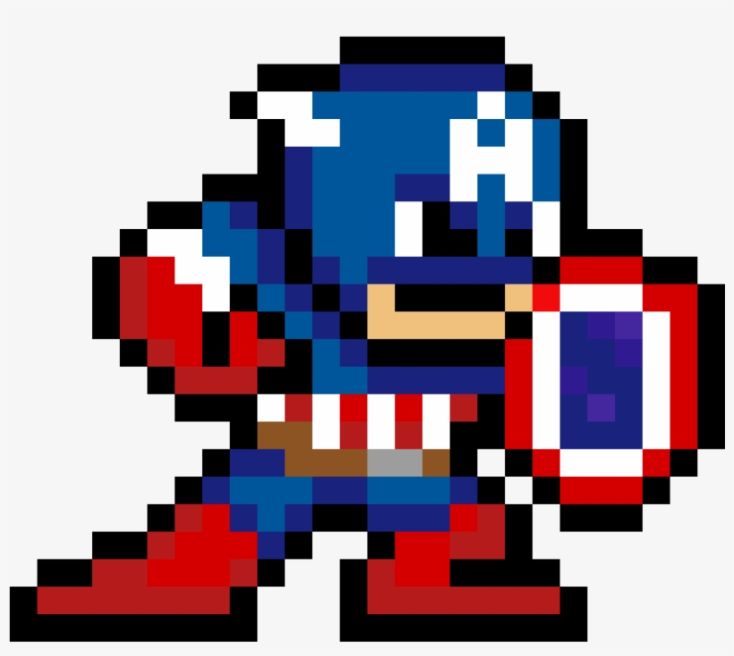 Captain America Remasterd - Captain America Perler Bead Pattern, transparent png download