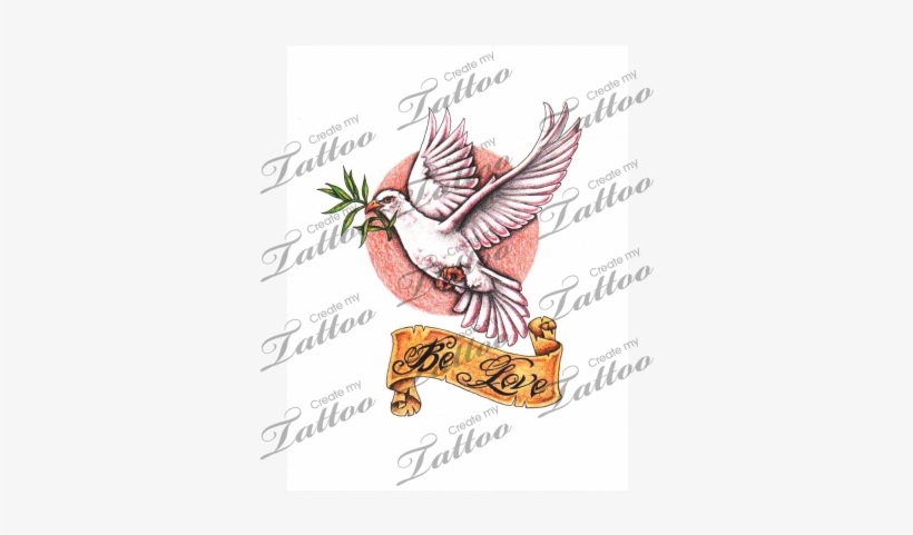 Marketplace Tattoo Dove And Olive Branch - Tattoo Dove With Olive Branch, transparent png download