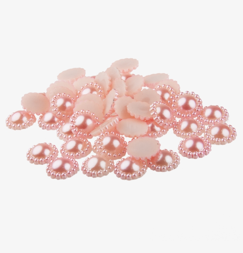 50 Salmon Pink Flower Shape Flat Back Pearl 12mm - Pink, transparent png download