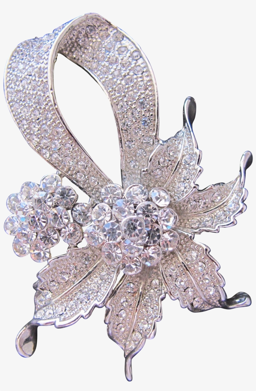 Rhinestone Brooch Pin With Flower Shape Sparkles Pave - Jewellery, transparent png download