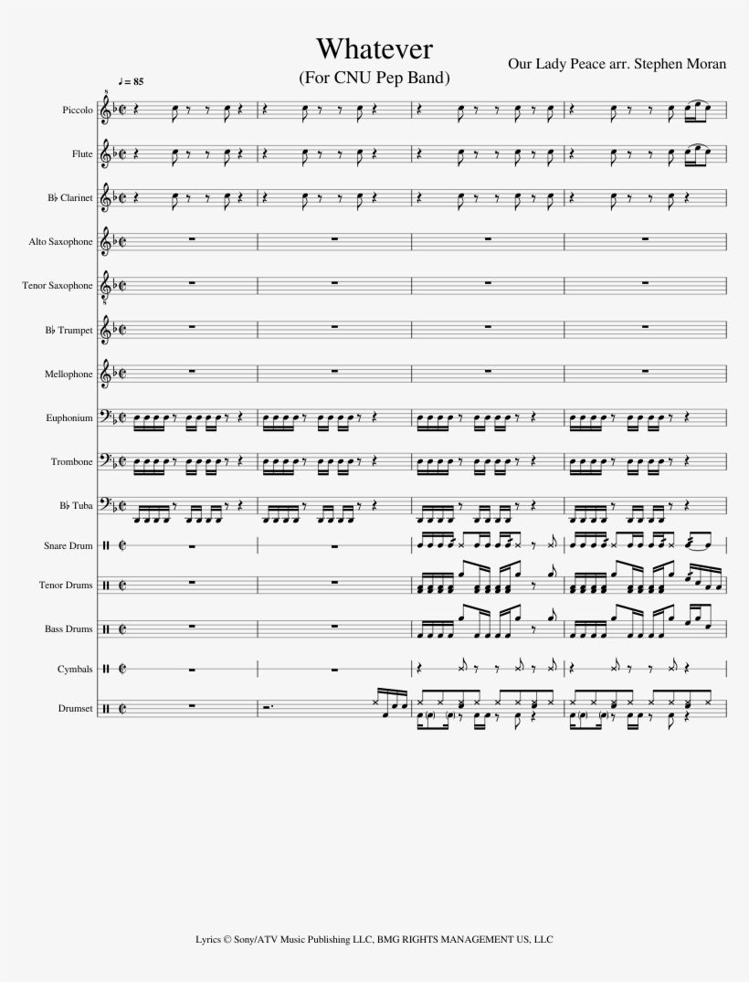 Whatever Sheet Music Composed By Our Lady Peace Arr - Document, transparent png download