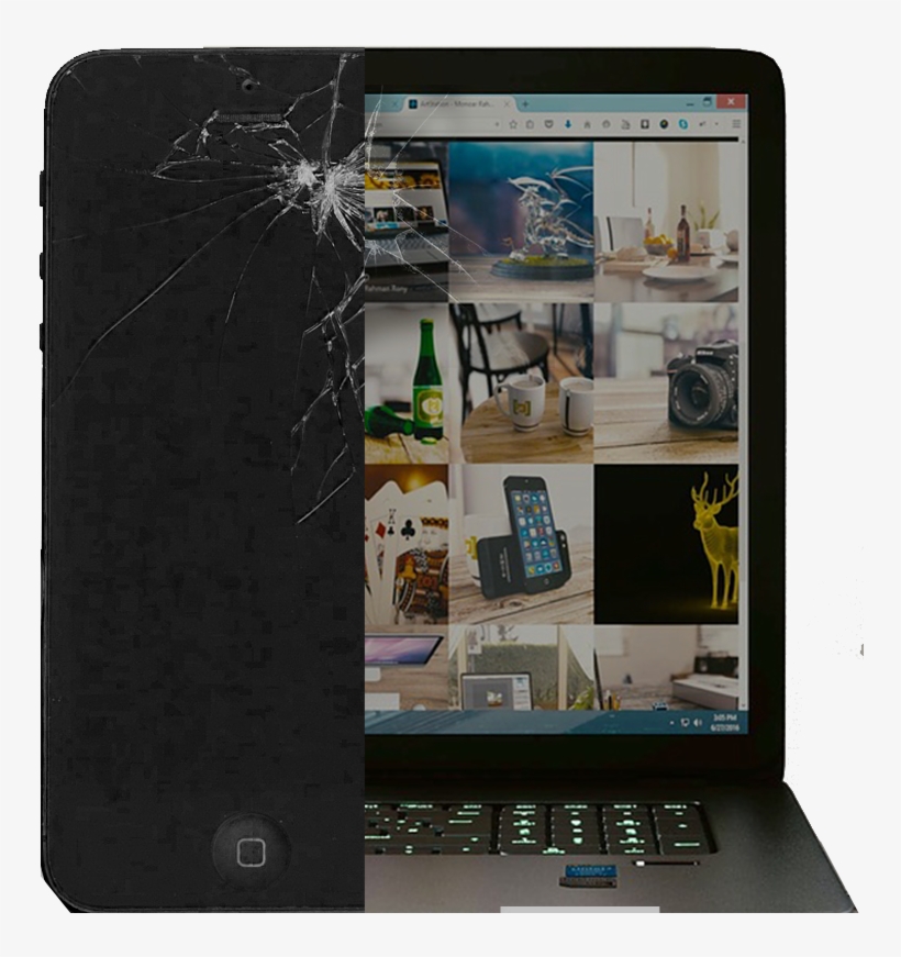 Cracked-screens - Laptop, transparent png download