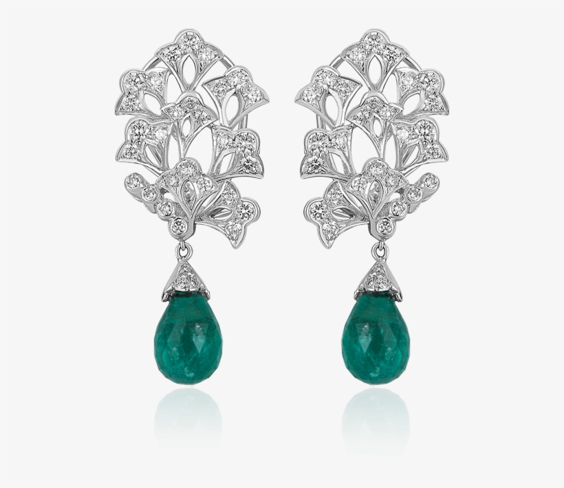 Emerald Tear Drop Diamond Earrings - Diamond Emerald Earrings Drop Png, transparent png download