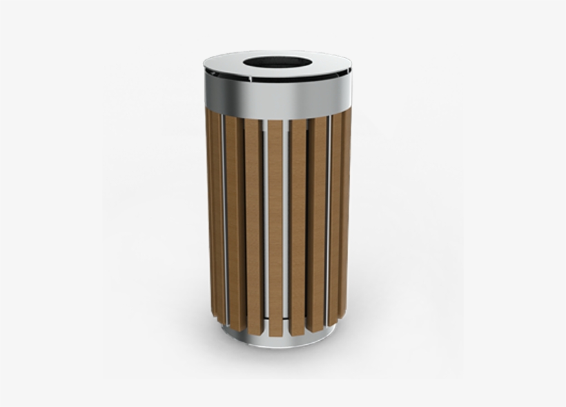 Round Steel Frame Wooden Outdoor Trash Can - Kosz Na Śmieci, transparent png download