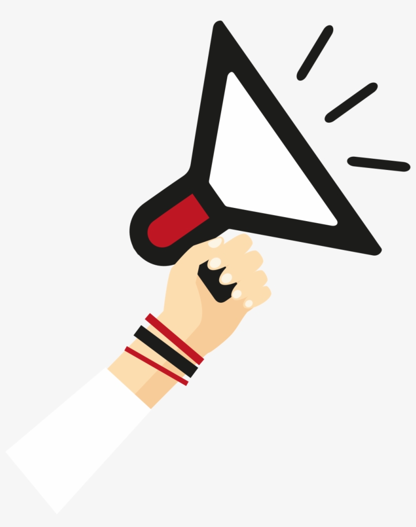 Megaphone Clipart Hand Speaker - Megaphone With Hand Clipart, transparent png download
