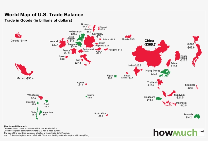 The World Map Of The U - Balance Of Trade World Trade Deficit, transparent png download