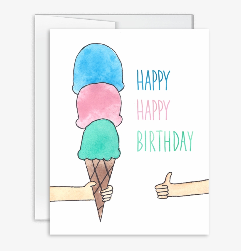 Happy Happy Birthday Ice Cream Card [product Type] - Ice Cream Bar, transparent png download